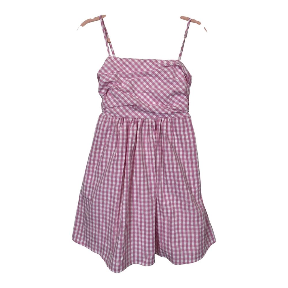 CEC Women Pink Gingham Sundress Elastic Back Size Small